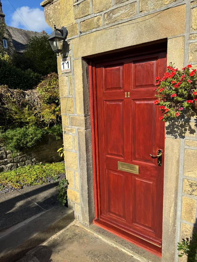 Painted hardwood front door